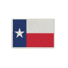 Texas State Flag Patch Embroidery Iron On LONE STAR White Border-Small 1-5/8"