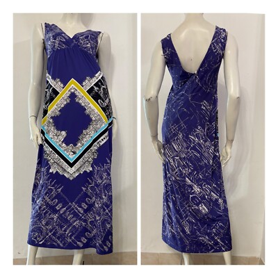SAVE THE QUEEN Maxikleid Kleid lila gemustert Gr. S