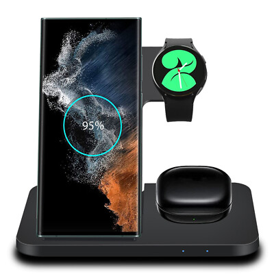 3in1 Fast Wireless Charger Station Dock For Samsung Galaxy S24 Watch 7 Buds3 Pro
