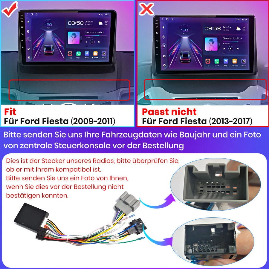 4+64GB Für Ford Fiesta 2008-2016 Android 14 Carplay Autoradio GPS Navi BT WIFI - Bild 3 von 4