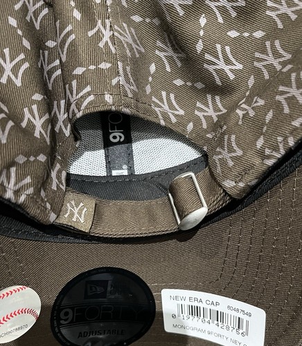 NY NEW ERA 9FORTY Adjustable Monogram Brown New York Cap Unisex One Size Fits - Picture 5 of 11