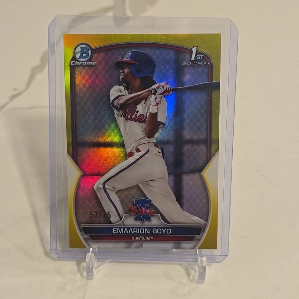 EMAARION BOYD /75 2023 Bowman Chrome Prospects Yellow Refractor #BCP-128 - Image 4 of 4