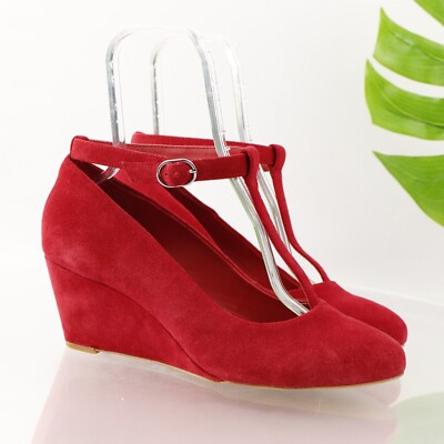 Torrid Womens Mary Jane Pump Size Wide Red Suede Wedge Heel