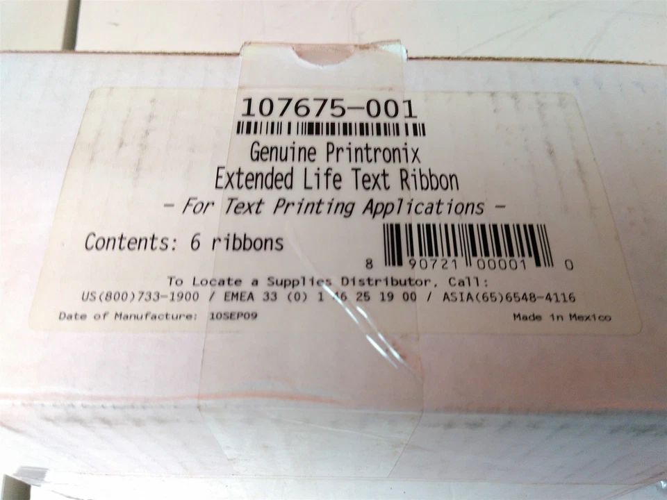 Box of 6 Expired Sealed Printronix 107675-001 Text Ribbon Manufactured 2009 - Image 4 of 4