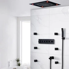 23"x31" Luxurious Classic Design waterfall & rainfall LED shower system – 6 mode