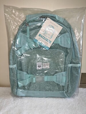 NEW Pottery Barn Kids SMALL Mackenzie Aqua Glitter Backpack Never Monogrammed