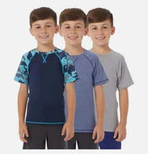 32 Degrees Cool Youth 3-Pack Active Tee Stretch Raglan Sleeves TShirt Size S 7/8