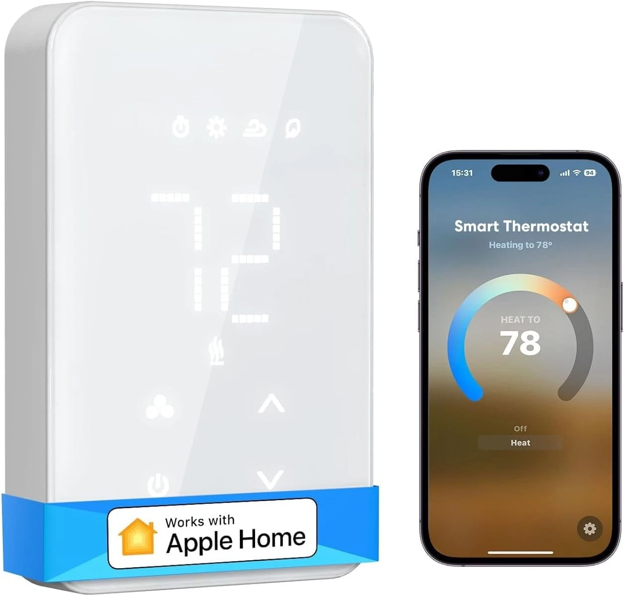 Smart Thermostat for Electric Heaters, Voice Control, Energy Saving, Easy Setup