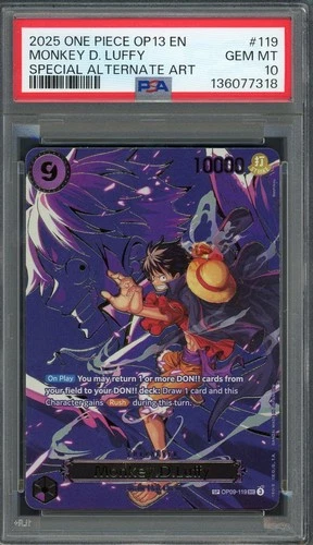 PSA 10 Monkey D. Luffy (SP Alt Art) OP13 OP09-119 EN One Piece B20