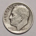 1947 P ROOSEVELT DIME , 90% Silver, circulated