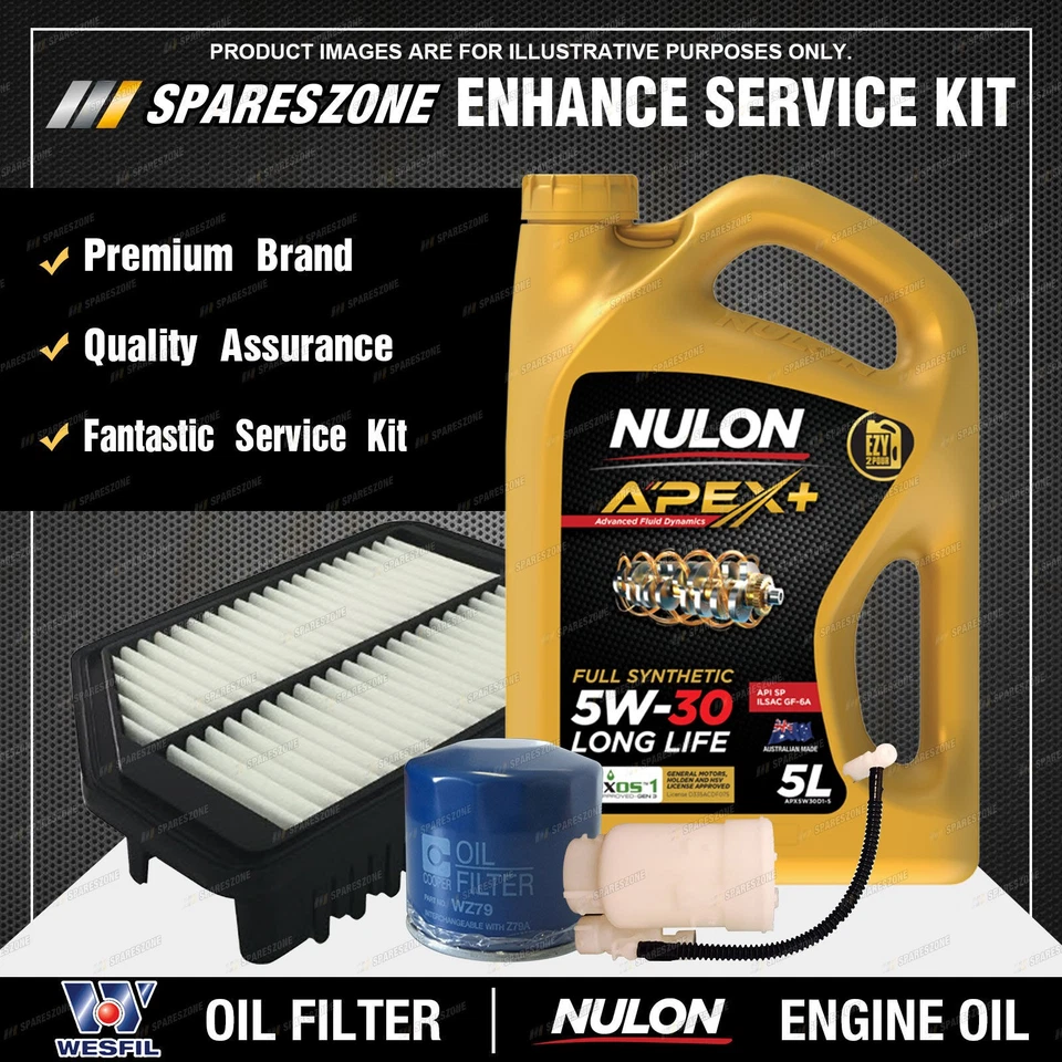 Wesfil Oil Air Fuel Filter + 5W30 Oil Service Kit for Hyundai i30 GD 1.6 1.8 2.0