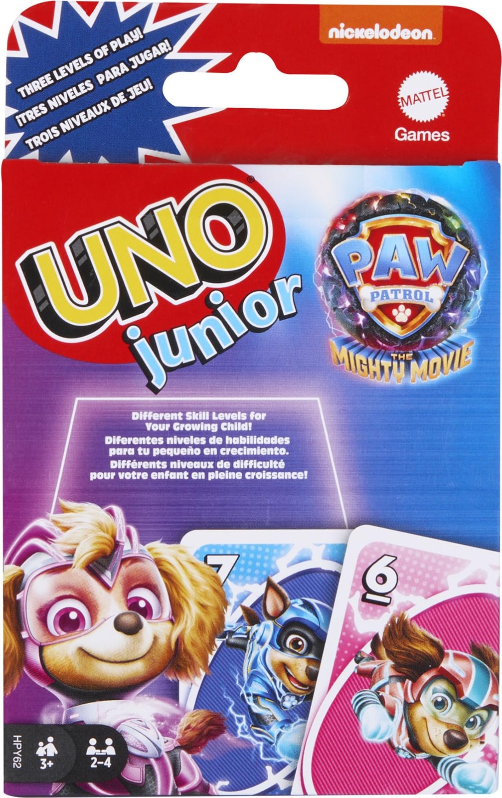 UNO Junior Paw Patrol: The Mighty Movie Kids Card Game for Family Night Featurin