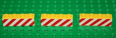 Lego Brick 1x4 with Red Danger Stripes ref 3010p15 set 6565 6329 Truck Stop Café - Photo 1/2