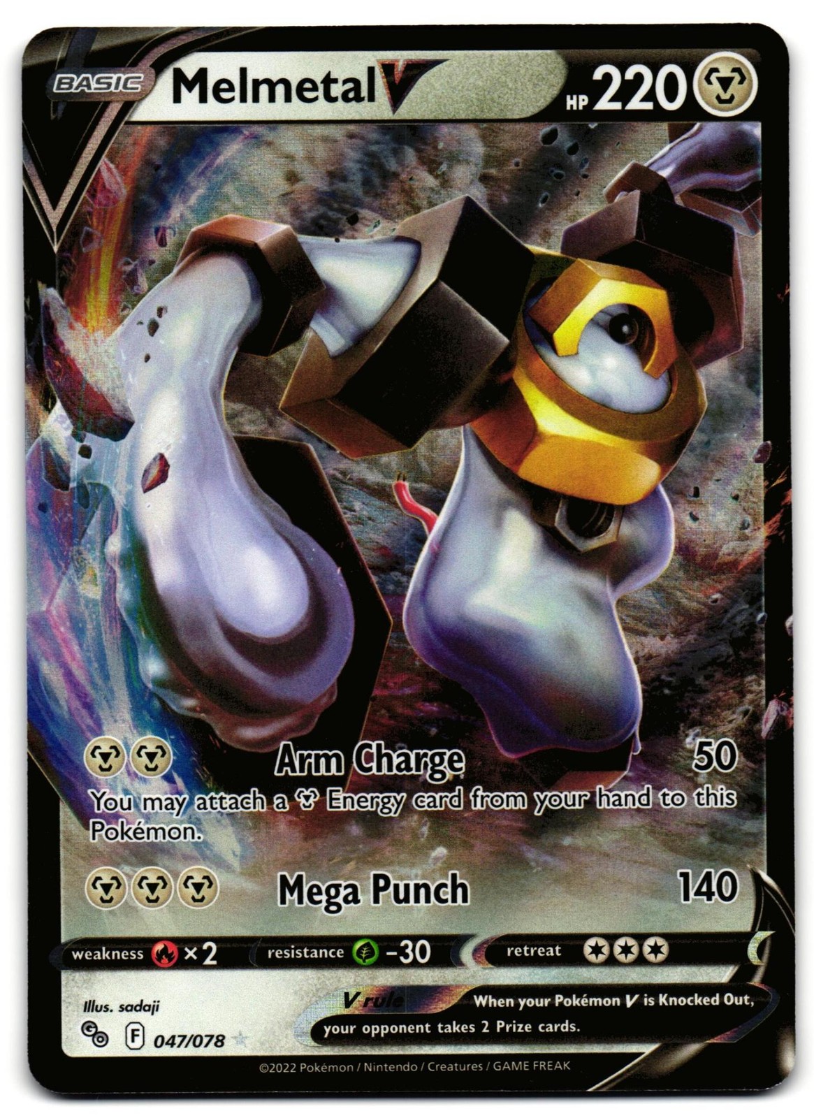 Melmetal V 047/078 - 🌊 Pokemon GO V Rare Pokemon TCG Holo 🖤 - LP