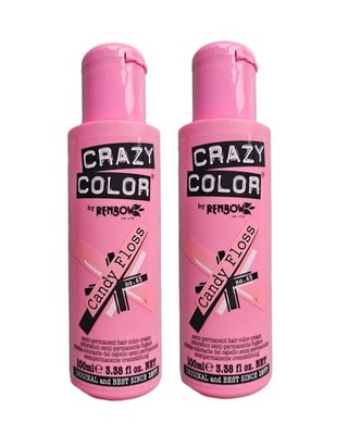 2x Crazy Color Semi-Permanent Conditioning Haarfarbe Farbe Creme - Zuckerwatte
