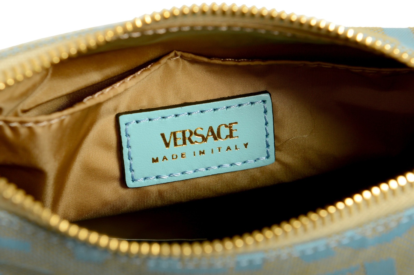 Versace Women's Blue Logo Print Gold Medusa Small Hobo Handbag Shoulder Bag image 9