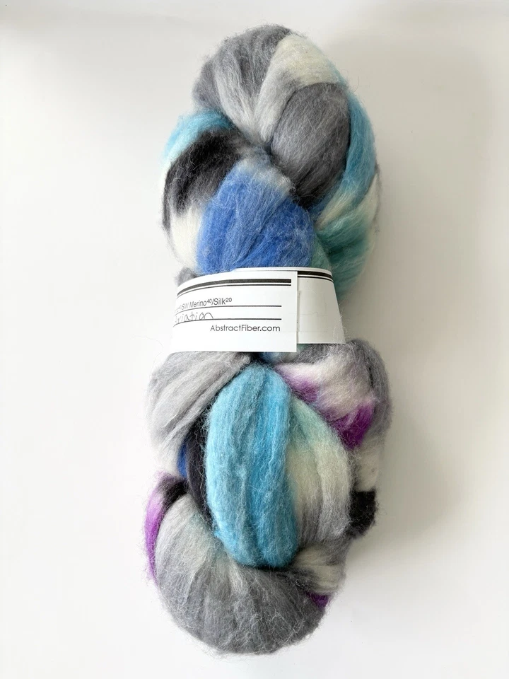 Merino Wool Silk ‘Aviation’ Blue Purple Fiber Braid Roving Spinning Felting 4oz - Image 2 of 4