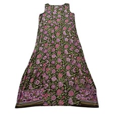 J. Jill Maxi Dress Womens Small Petite Brown Floral Sleeveless Boho Summer