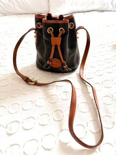 VINTAGE Dooney Bourke Drawstring All Weather Leather Bucket Shoulder Bag