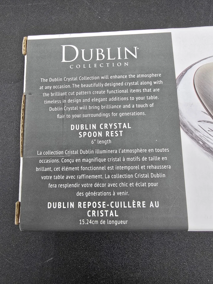 DUBLIN Collection Crystal Spoon Rest 6" Inch SHANNON by GODINGER Original Box - Image 4 of 4