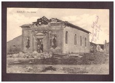 Feldpostkarte 1.WK Saulx - Die Kirche Truppenstempel