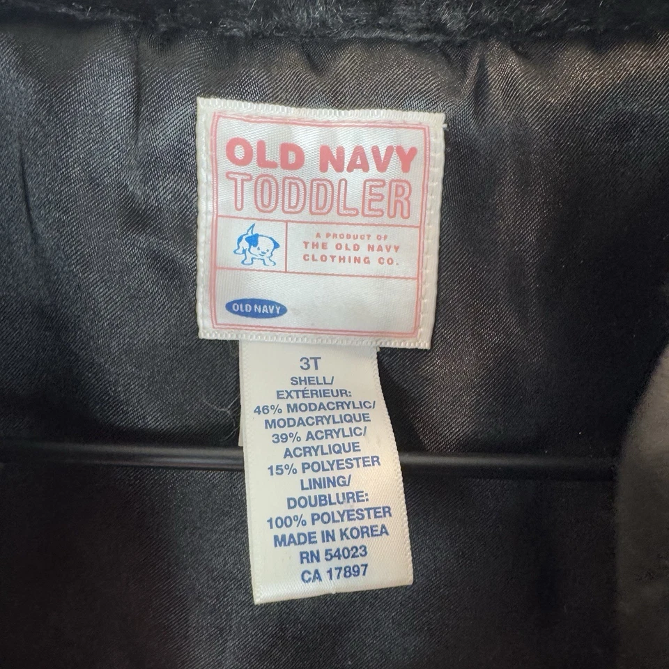 Antiguo Abrigo Azul Marino Niño Talla 3T Niña Negro Imitación Piel Invierno Guisante Cremallera Difuso Foto 4 de 4