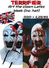 Terrifier Killer Art The Clown Mask Halloween Scary Joke Full Head Latex RRP £30