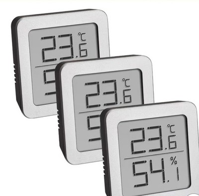 TFA Dostmann Digitales Mini Luftfeuchtigkeitsmesser Innen 3er Set, 30.5060.02.03