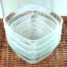 4 Duralex Glass Square Side Bowls FRANCE 4.5" Side Dessert Snack Store Measure