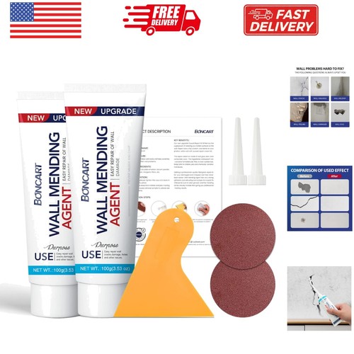Drywall Repair Kit,2 Pack Wall Mending Agent,Wall Spackle with Scraper ...