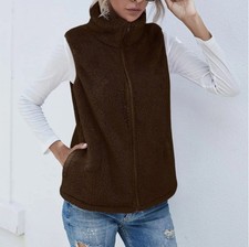 Women Fleece Fur Body Warmer Full Zip Up Waistcoat Gilet Coat Cardigan PLUS SIZE