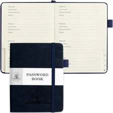 DAOFARY Password Book with Alphabetical Tabs - Small 5.6*4.3 in, Dark Blue 