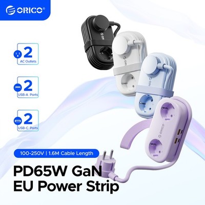 ORICO 6in1 Stromstreifen für MacBook 65W  Reise Mehrfach Socket Reisestreifen