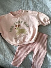 George Cotton Jersey 2pc Sweatshirt & Striped Trousers Set 0-3M Reindeer