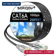 Cat6a Ethernet Cable Slim 250ft Outdoor Indoor, 28AWG Pure Copper Cat6 Internet