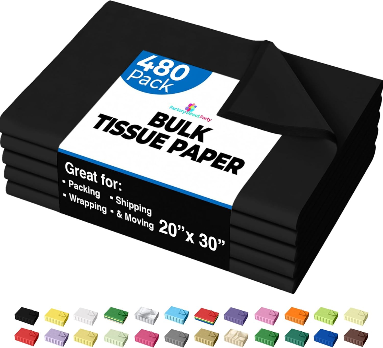 For Gift Bags - 20" X 30" Bulk Tissue Paper Blac