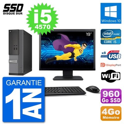 PC Dell Optiplex 3020 SFF Bildschirm 19 '' i5-4570 RAM 4Go SSD 960Go Windows 10