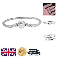 Personalized 19cm Snake Chain Bracelet for Women with Clip Lock and Glass Beads