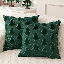 Christmas Tree Pillow Covers 18x18 inch Set of 2 18" x 18" Pack of 2 Green