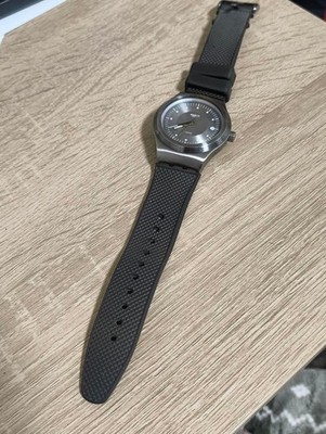 Swatch Automatic Watch Gray Rubber Strap Timepiece Authentic Genuine