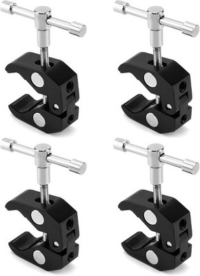 Super Clamp for Photography, 4 Pack, 1/4'' and 3/8'' Thread Clip for Camera Moni