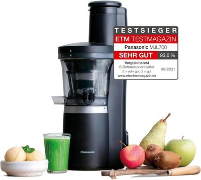 Panasonic Slow Juicer MJ-L700KXE, elektrische Fruchtpresse, Entsaften von ganzen