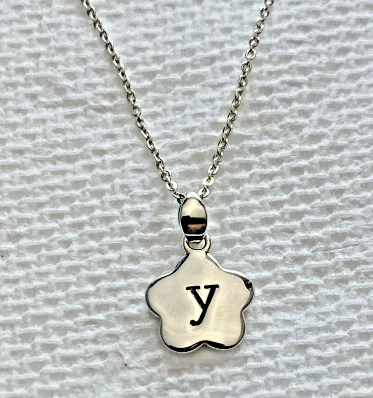 Kit Heath Sterling Silver 925 Kids Alphabet Flower Initial y Necklace 12-14" NWT