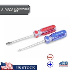 2 Piece Screwdriver Set Phillips Flat Head Acetate Handles Durable Tools New