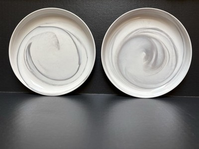 Artisanal Kitchen Supply Coupe Grey Swirl Salad Plates 8'' (Set of 2) ~ NICE!