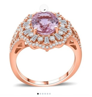 Martha Rocha Kunzite Ring S7 In 18k RG Vermiel Over Sterling Silver 4.30ctw