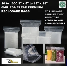 10 to 1000 HD Clear Zipper Plastic Zip Seal Lock Top Reclosable Poly Bags 6-MIL