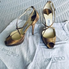 Jimmy Choo gold snakeskin platform heels