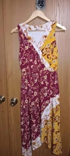 Cato Maxi Sundress Womens Sleeveless Size Small Wrap Vneck Tier Down Fall Floral