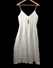 J.Crew Embroidered midi dress in ramie white midi money boho cottage sz 8